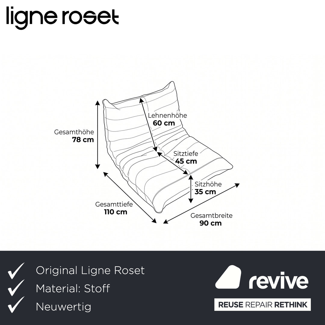 Ligne Roset Stoff Togo Sessel Neubezug Kaffebraun