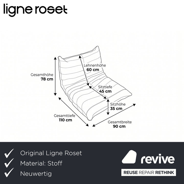 Ligne Roset Stoff Togo Sessel Neubezug Taubenblau