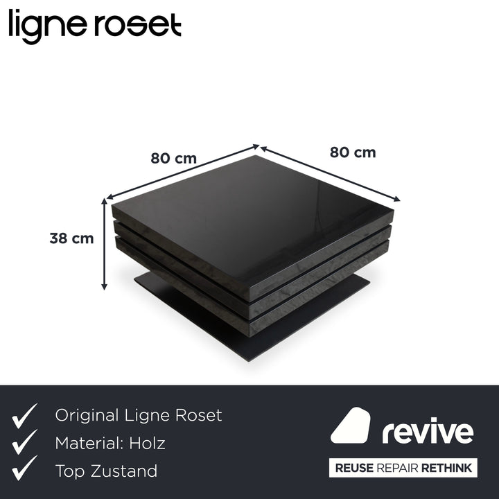 Ligne Roset Strates Holz Glas Couchtisch Schwarz manuelle Funktion