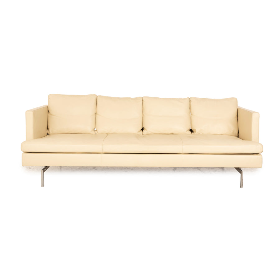 ligne roset Stricto Sensu leather three seater cream sofa couch