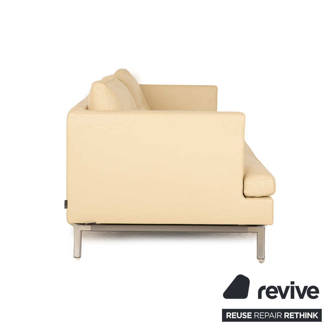 ligne roset Stricto Sensu Leder Dreisitzer Creme Sofa Couch