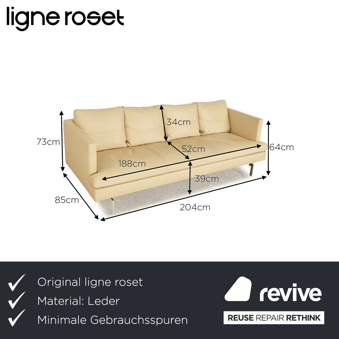 ligne roset Stricto Sensu leather three seater cream sofa couch