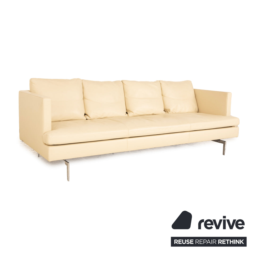 ligne roset Stricto Sensu Leder Dreisitzer Creme Sofa Couch