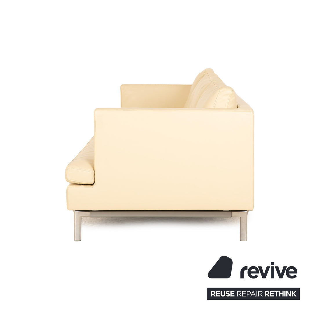 ligne roset Stricto Sensu Leder Dreisitzer Creme Sofa Couch