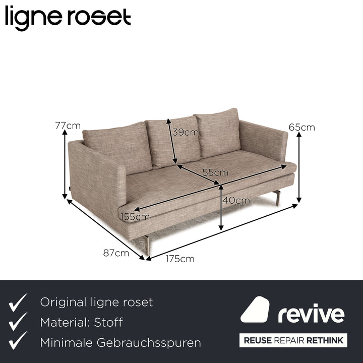 ligne roset Stricto Sensu Stoff Dreisitzer Beige Sofa Couch
