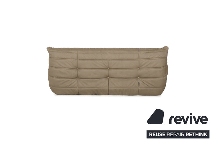 Ligne Roset Togo Dreisitzer Couch veganes Leder Neubezug Taupe