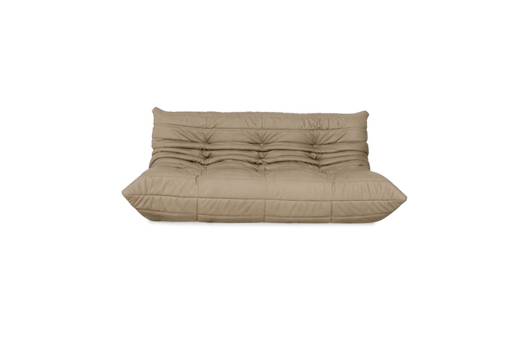 Ligne Roset Togo Dreisitzer Couch veganes Leder Neubezug Taupe