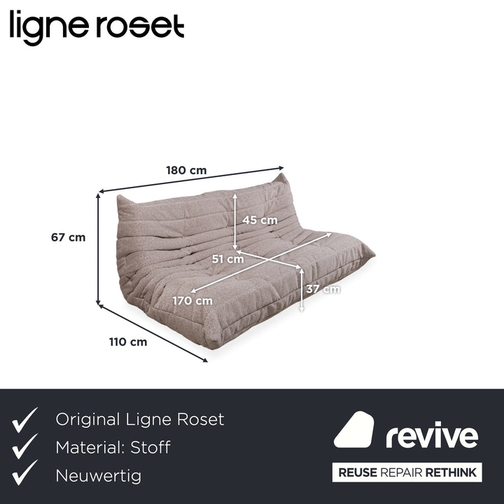 Ligne Roset Togo Dreisitzer Creme Grau Taupe