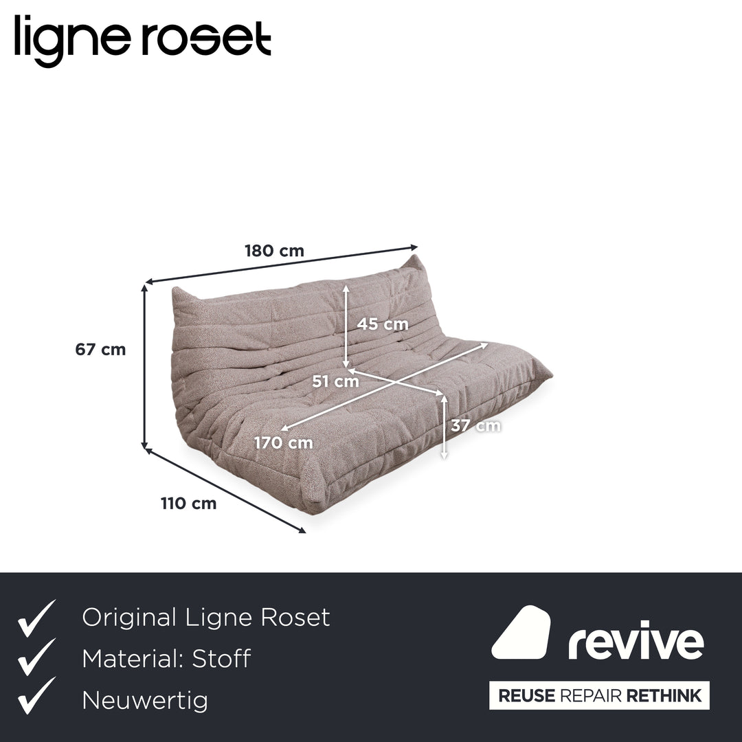 Ligne Roset Togo Dreisitzer Creme Grau Taupe