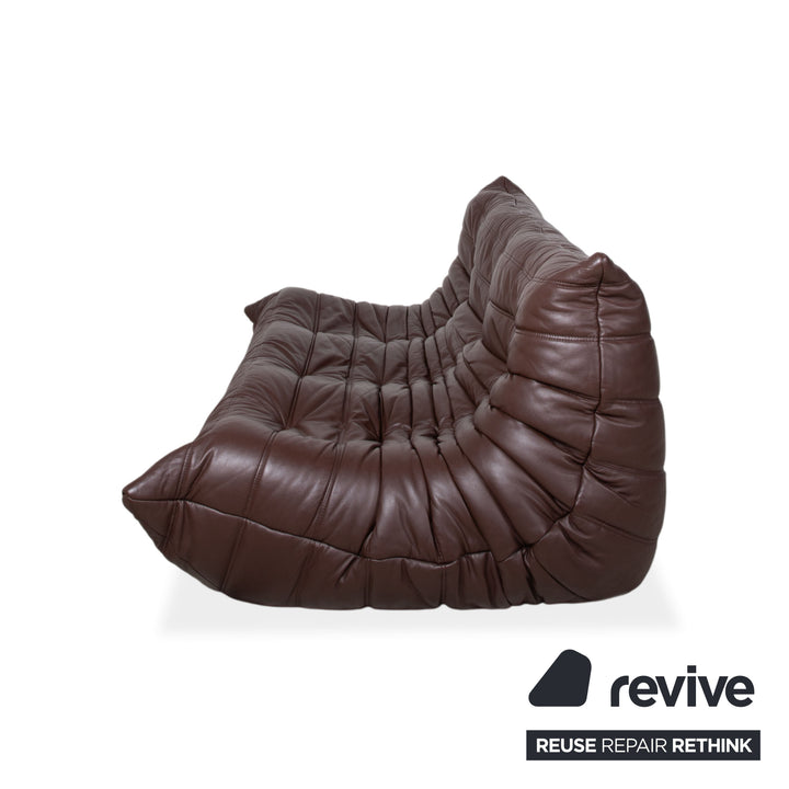 Ligne Roset Togo three-seater leather sofa, brown couch