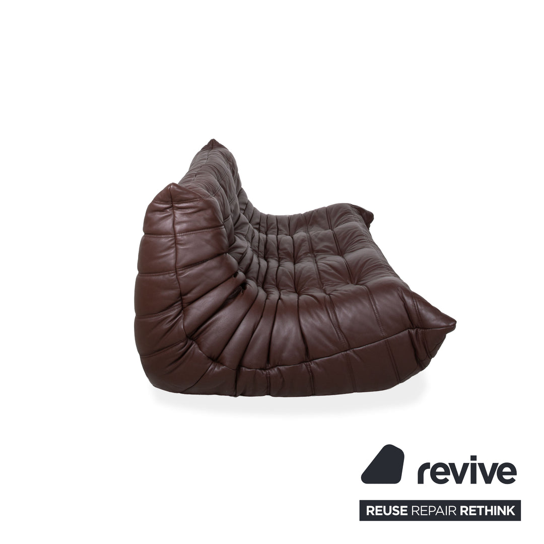Ligne Roset Togo three-seater leather sofa, brown couch