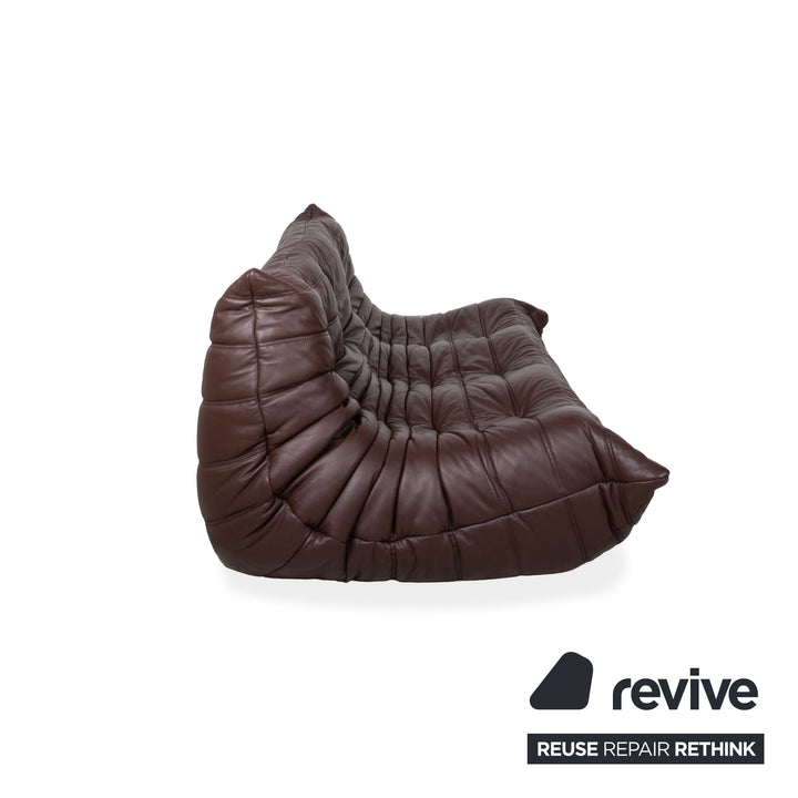 Ligne Roset Togo three-seater leather sofa, brown couch
