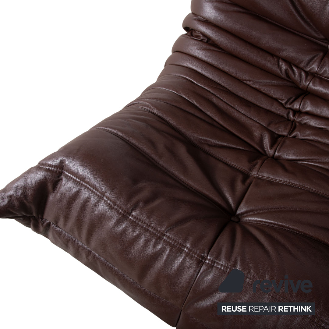 Ligne Roset Togo three-seater leather sofa, brown couch