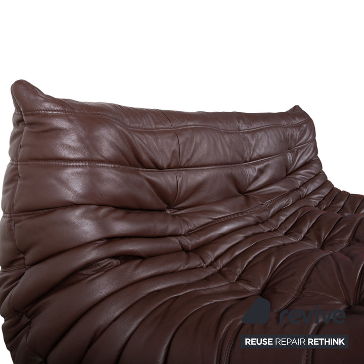 Ligne Roset Togo three-seater leather sofa, brown couch