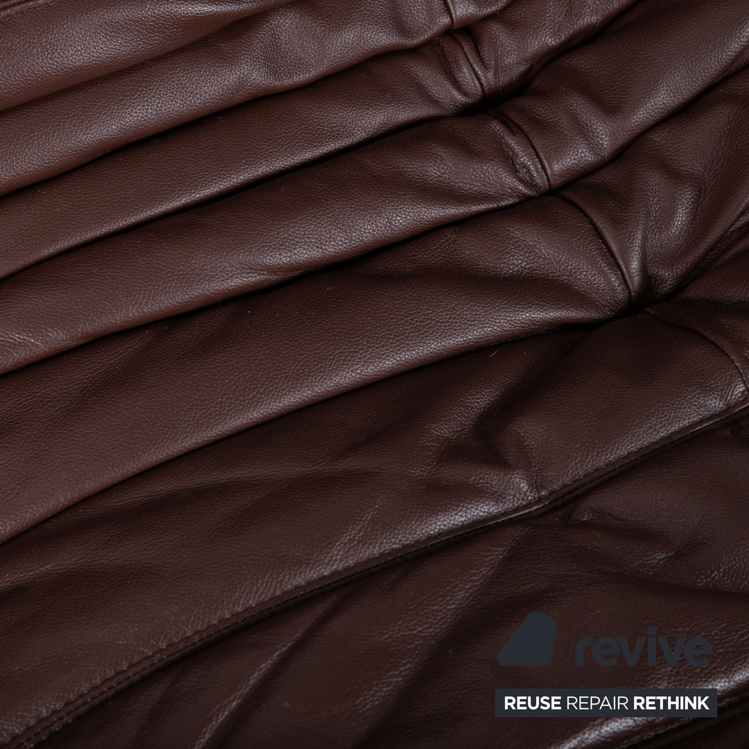 Ligne Roset Togo three-seater leather sofa, brown couch