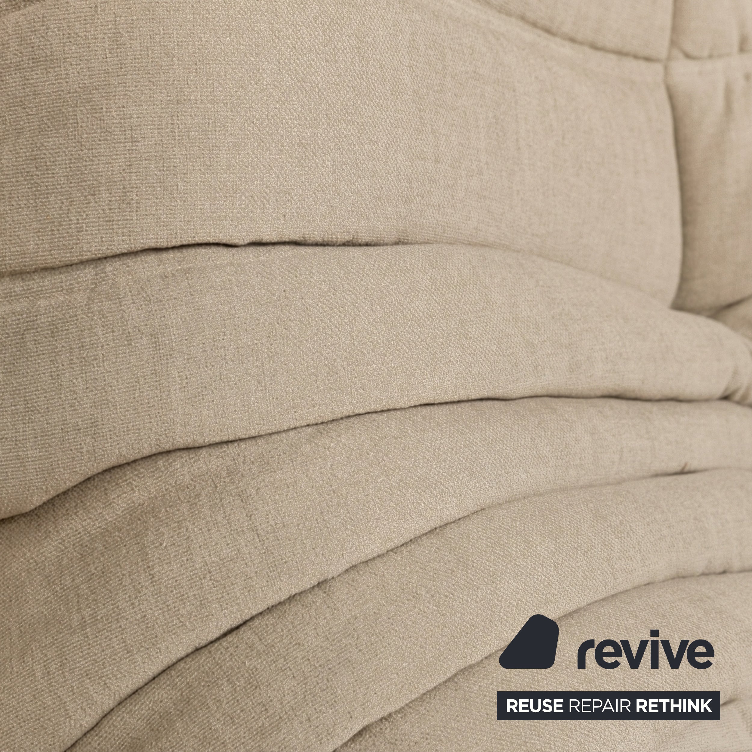 Ligne Roset Togo Dreisitzer Sofa Couch Stoff Beige Taupe Neubezug