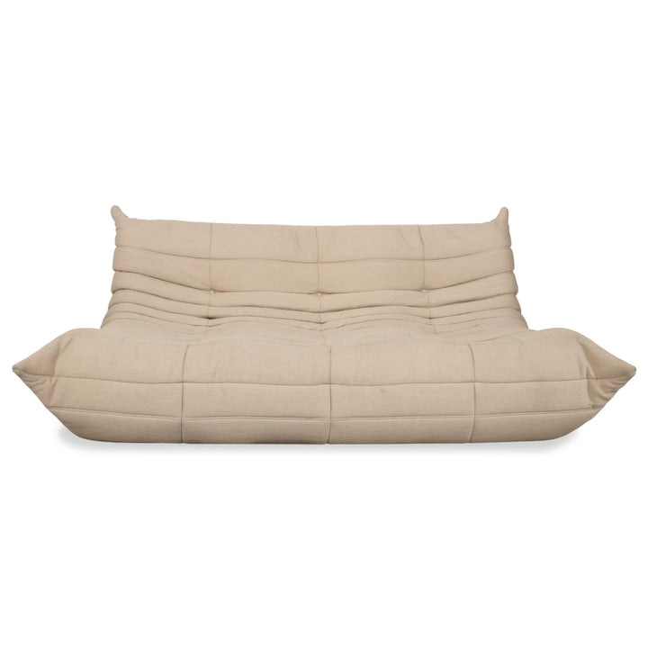 Ligne Roset Togo Dreisitzer Sofa Couch Stoff Beige Taupe Neubezug