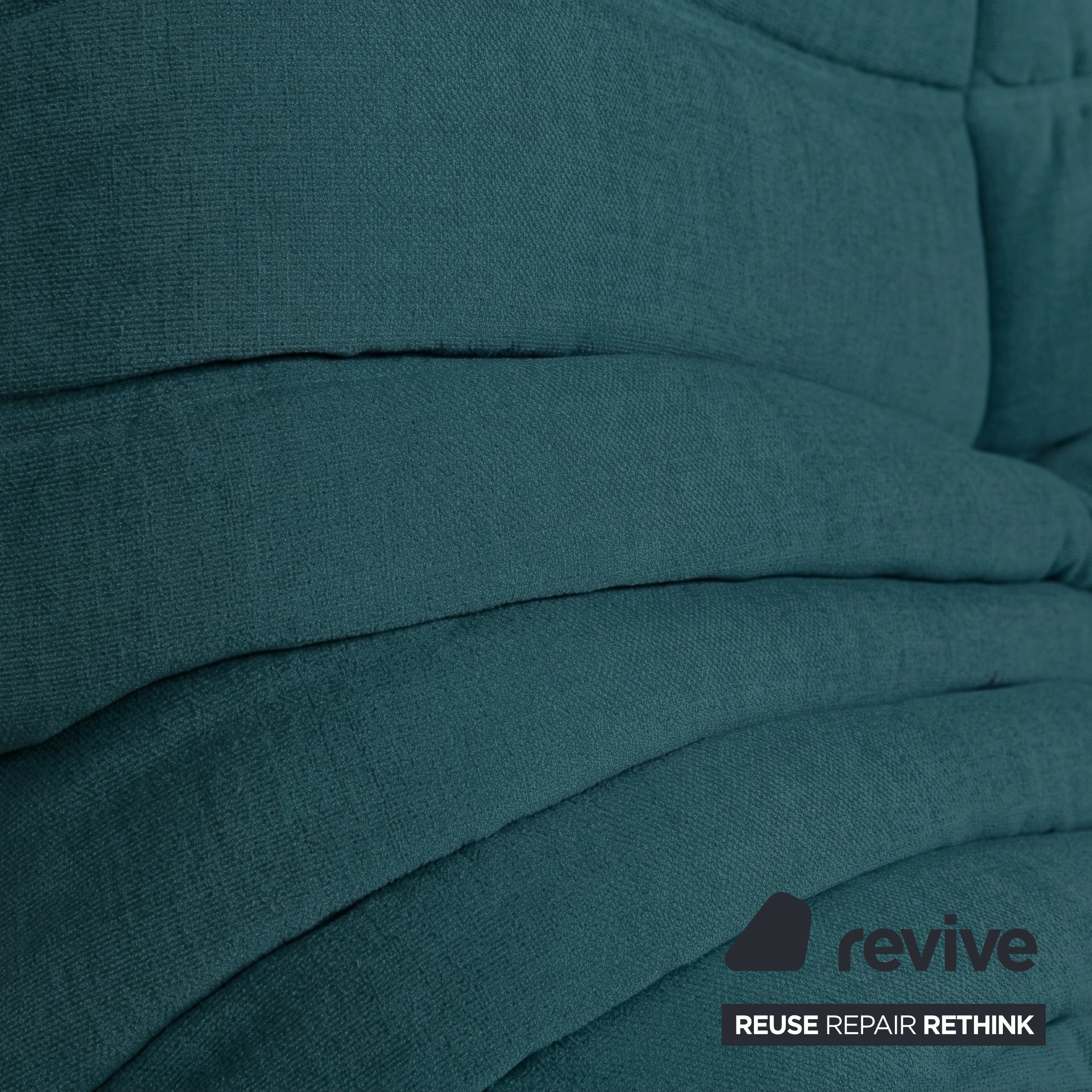 Ligne Roset Togo Dreisitzer Sofa Couch Stoff Blau Petrol Neubezug