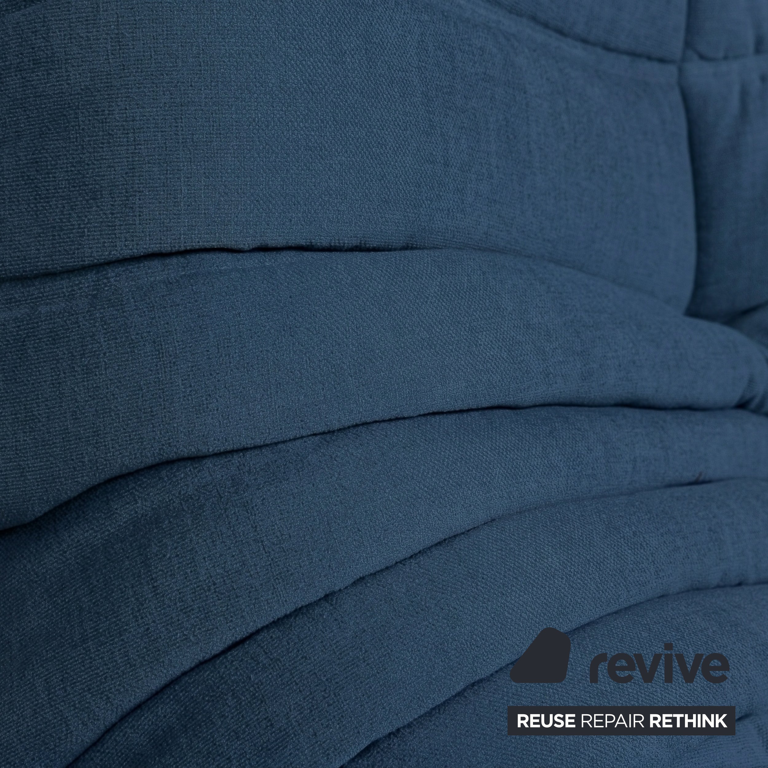 Ligne Roset Togo Dreisitzer Sofa Couch Stoff Blau Petrol Neubezug