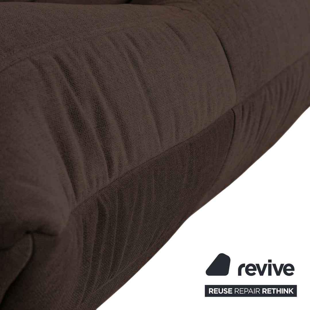 Ligne Roset Togo Three-Seater Sofa Couch Fabric Dark Brown Espresso Reupholstered