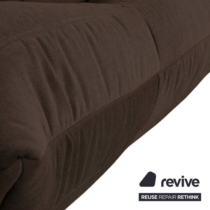 Ligne Roset Togo Three-Seater Sofa Couch Fabric Dark Brown Espresso Reupholstered