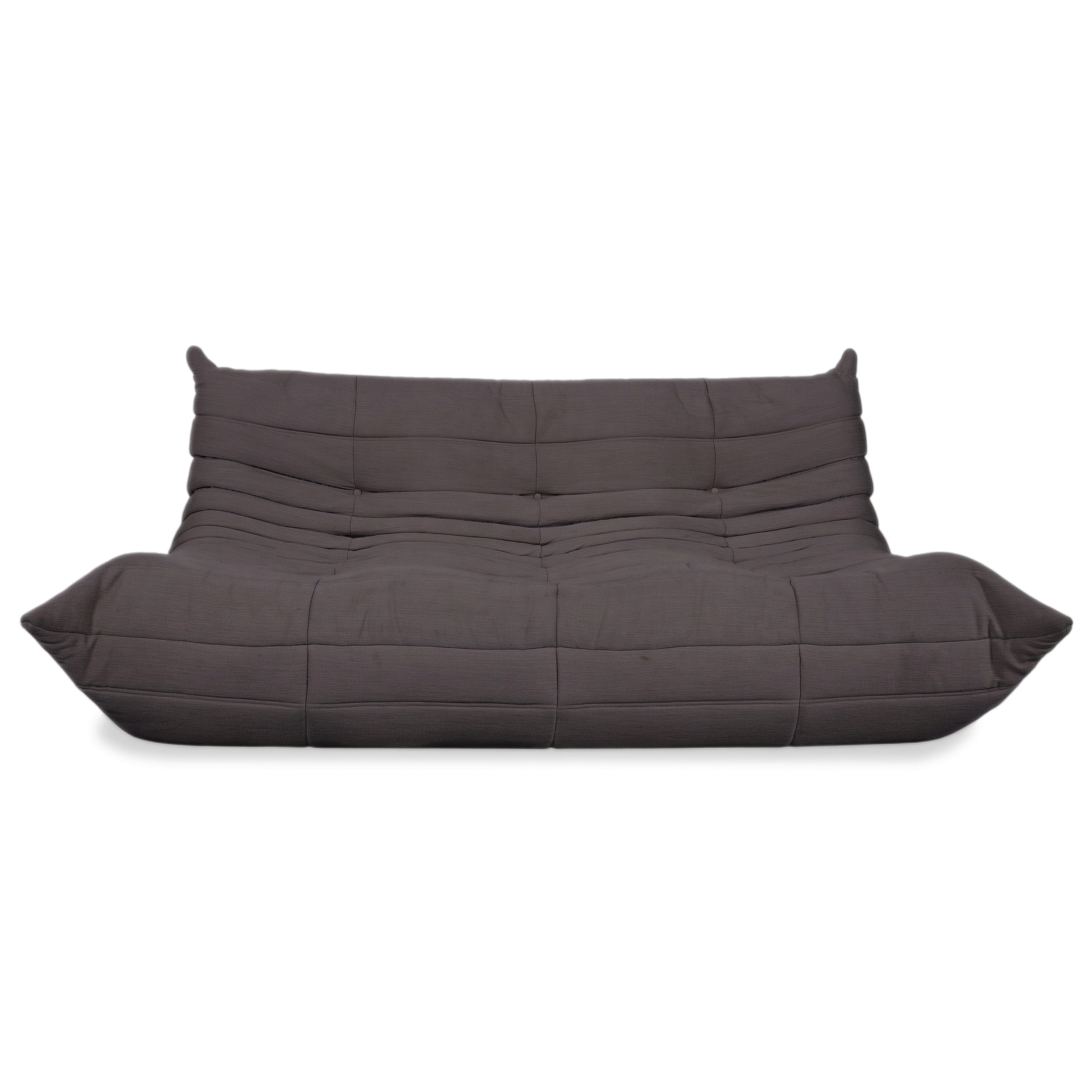 Ligne Roset Togo Dreisitzer Sofa Couch Stoff Dunkelgrau Neubezug