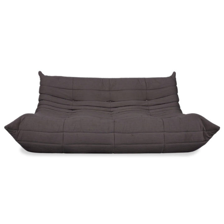Ligne Roset Togo Three-Seater Sofa Couch Dark Grey Fabric Newly Upholstered