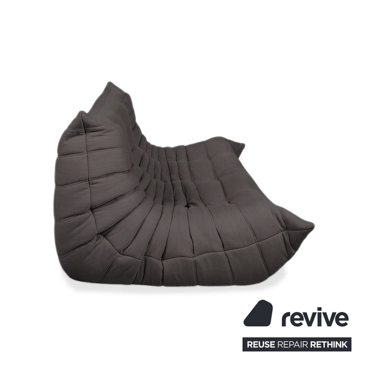 Ligne Roset Togo Three-Seater Sofa Couch Dark Grey Fabric Newly Upholstered