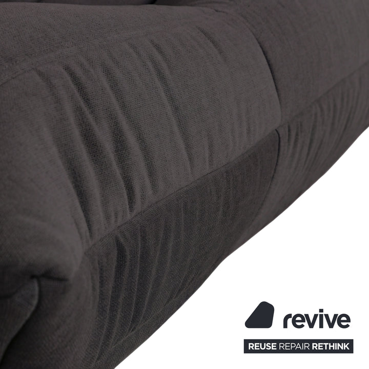 Ligne Roset Togo Three-Seater Sofa Couch Dark Grey Fabric Newly Upholstered