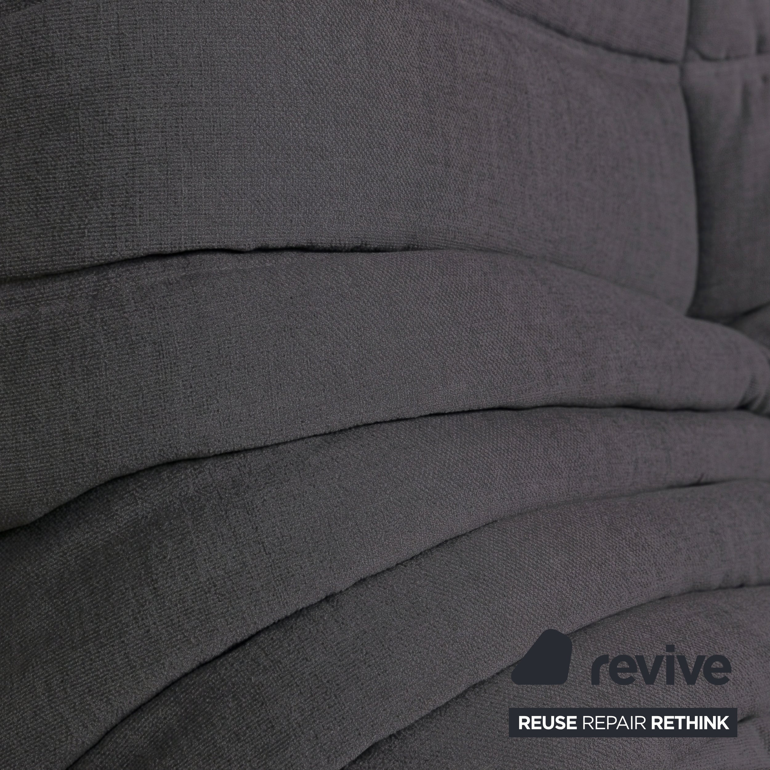 Ligne Roset Togo Dreisitzer Sofa Couch Stoff Dunkelgrau Neubezug