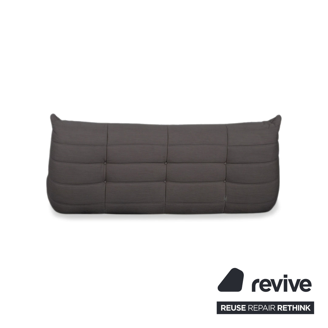 Ligne Roset Togo Three-Seater Sofa Couch Dark Grey Fabric Newly Upholstered