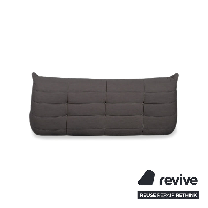 Ligne Roset Togo Three-Seater Sofa Couch Dark Grey Fabric Newly Upholstered