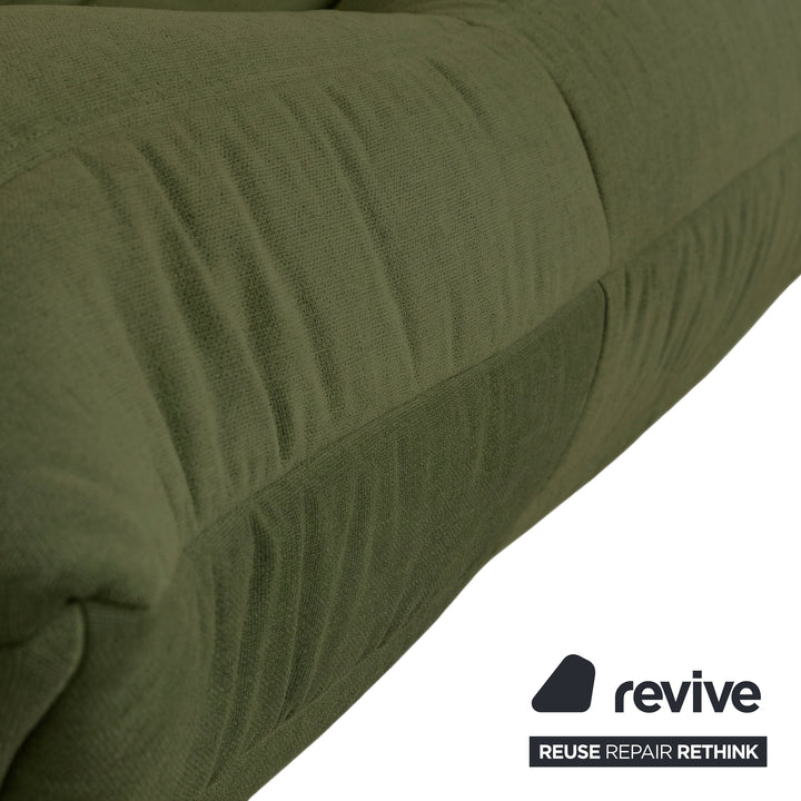 Ligne Roset Togo Dreisitzer Sofa Couch Stoff Grün Khaki Bordeaux Neubezug