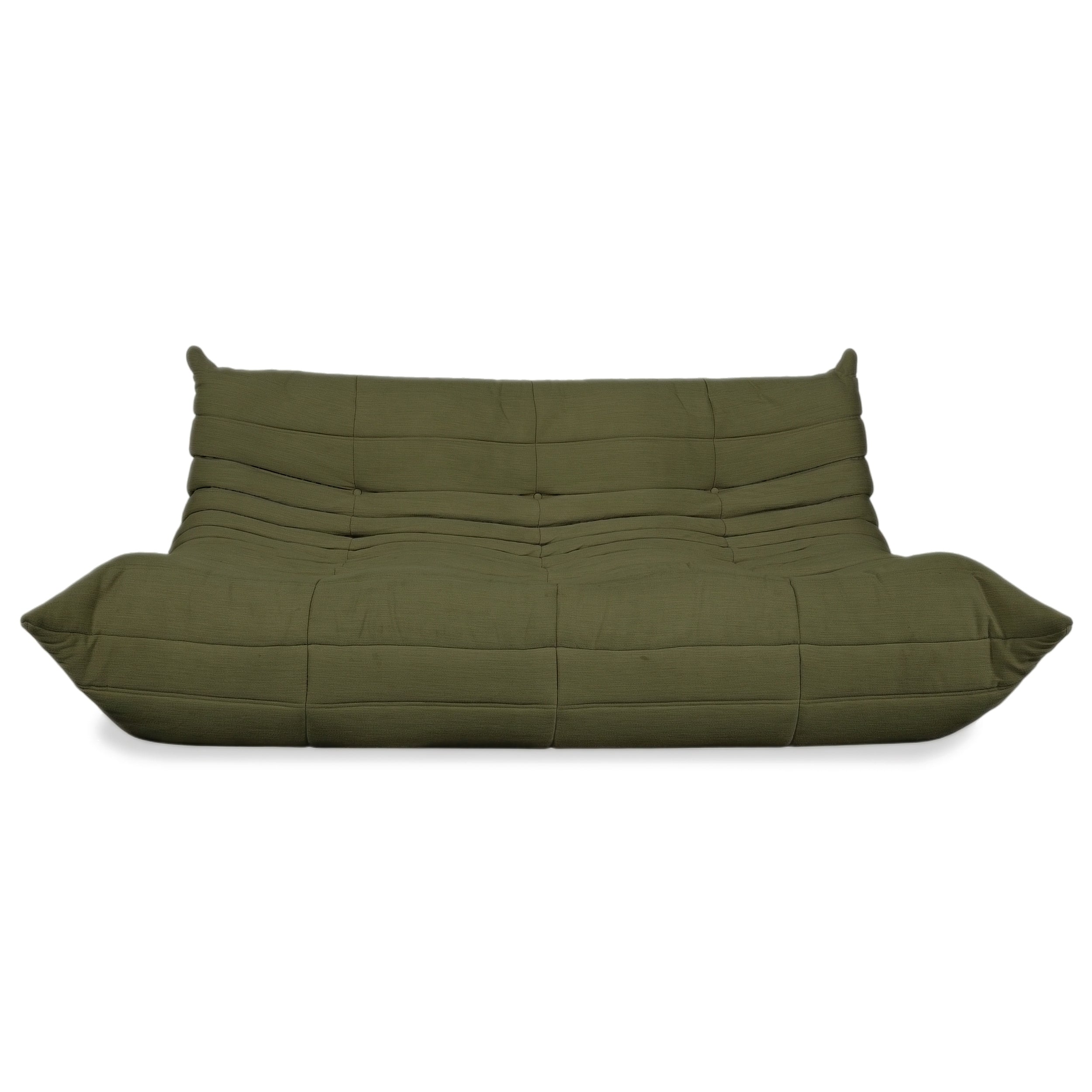 Ligne Roset Togo Dreisitzer Sofa Couch Stoff Grün Khaki Bordeaux Neubezug