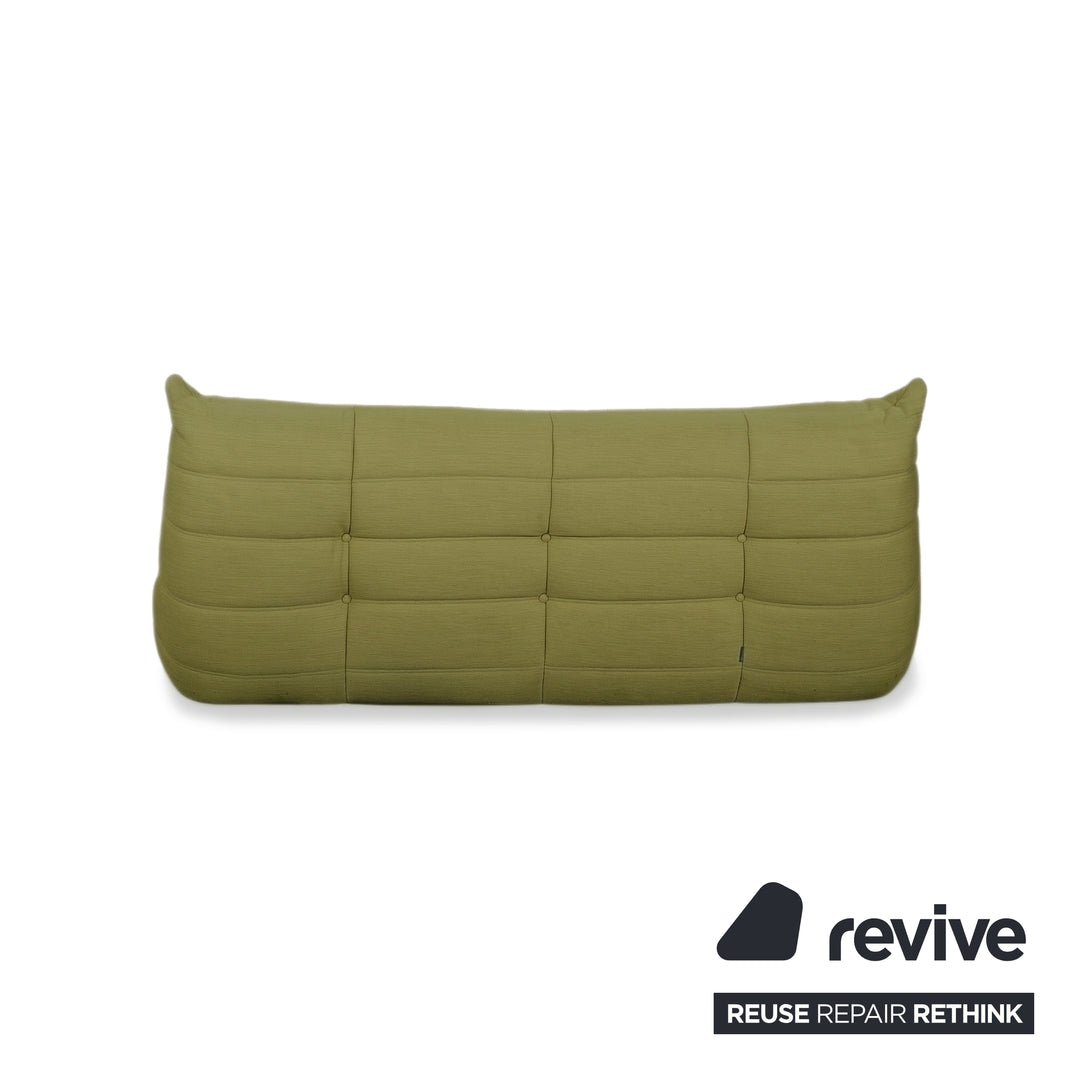 Ligne Roset Togo Three-Seater Sofa Couch Fabric Green Olive New Upholstery