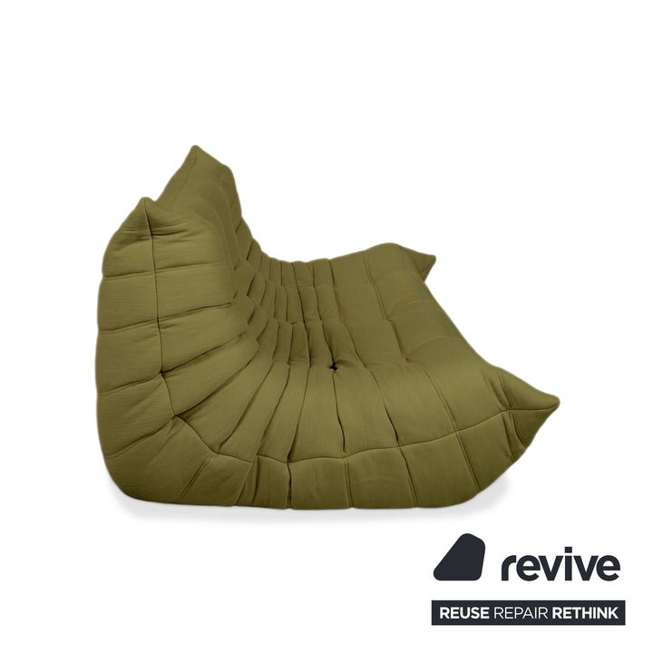 Ligne Roset Togo Three-Seater Sofa Couch Fabric Green Olive New Upholstery
