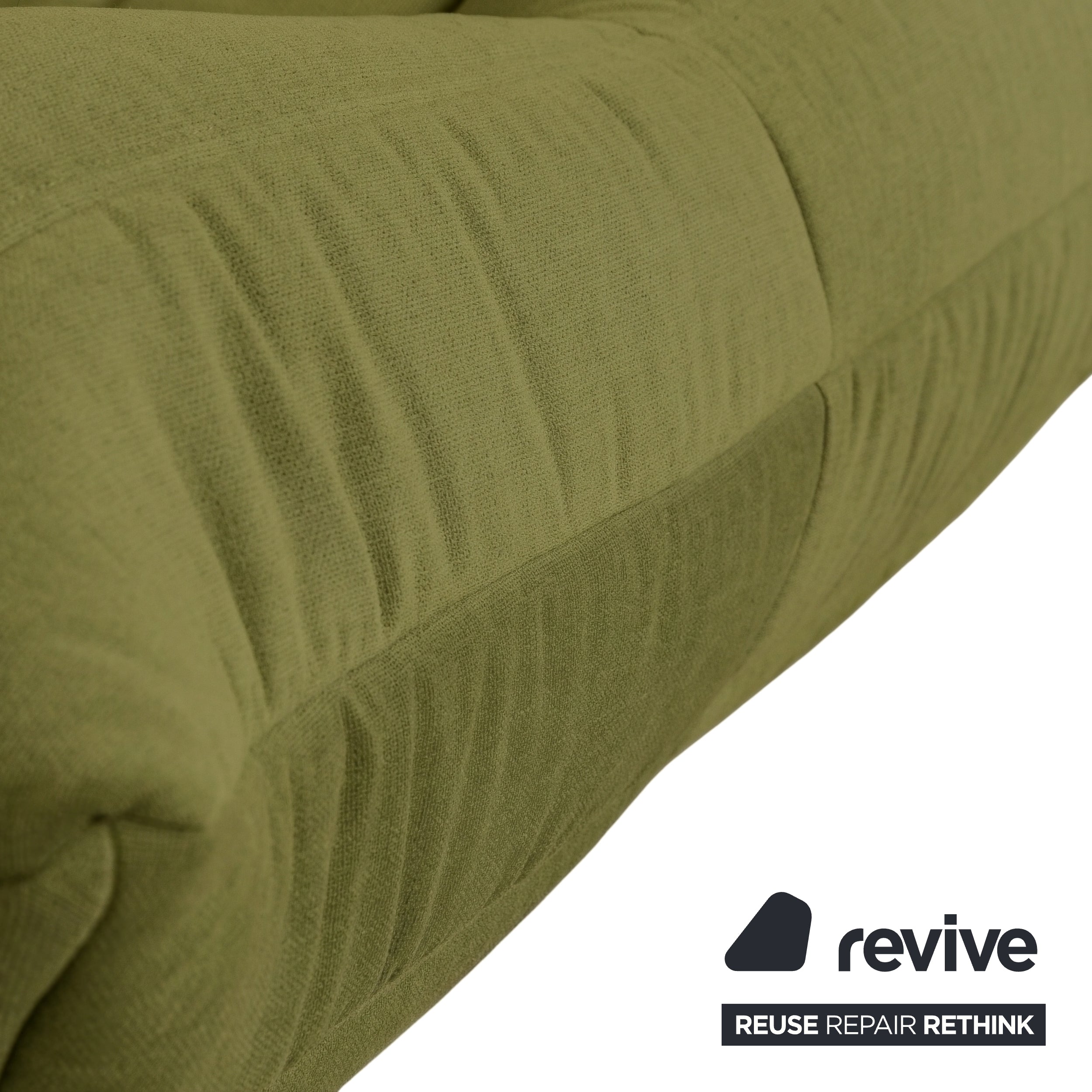 Ligne Roset Togo Dreisitzer Sofa Couch Stoff Grün Olive Neubezug