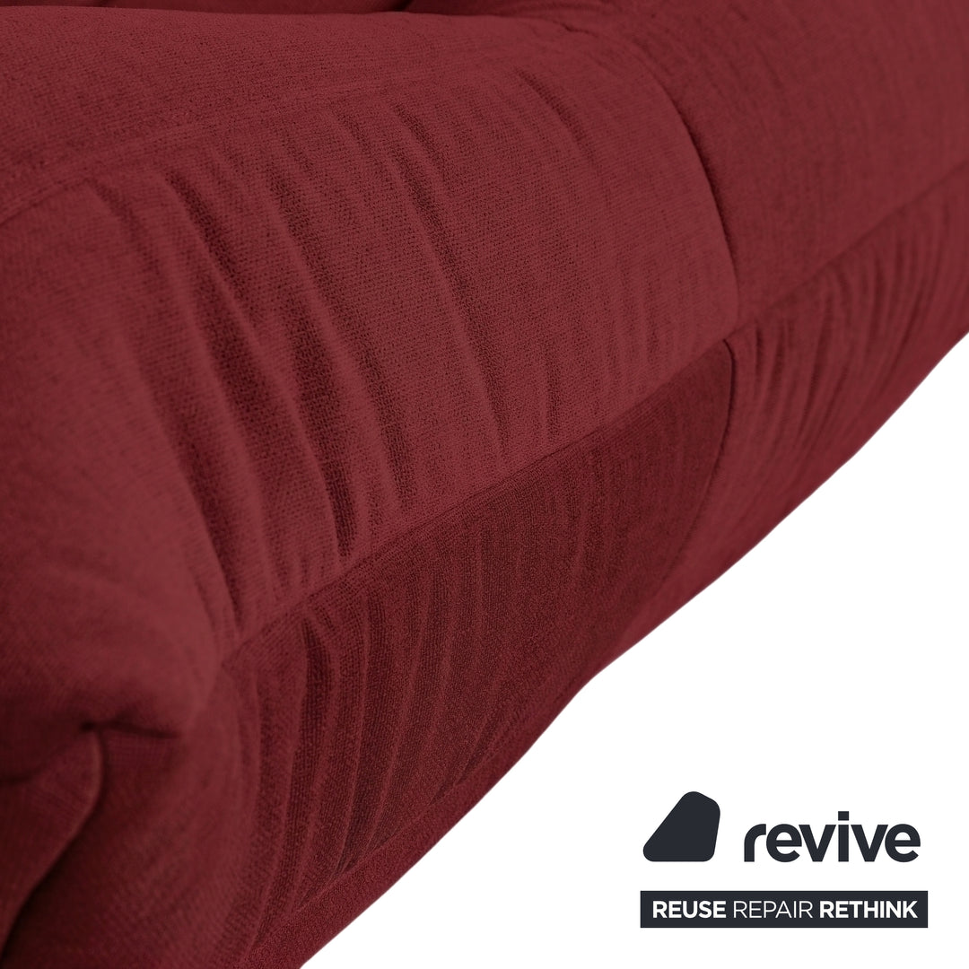 Ligne Roset Togo Three-Seater Sofa Couch Fabric Red Burgundy New Upholstery