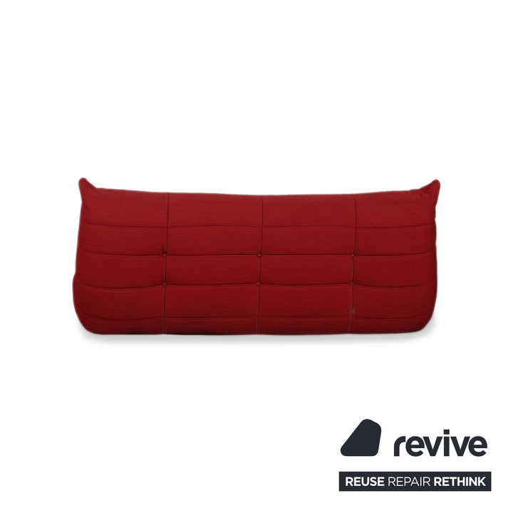 Ligne Roset Togo Three-Seater Sofa Couch Red Fabric New Upholstery