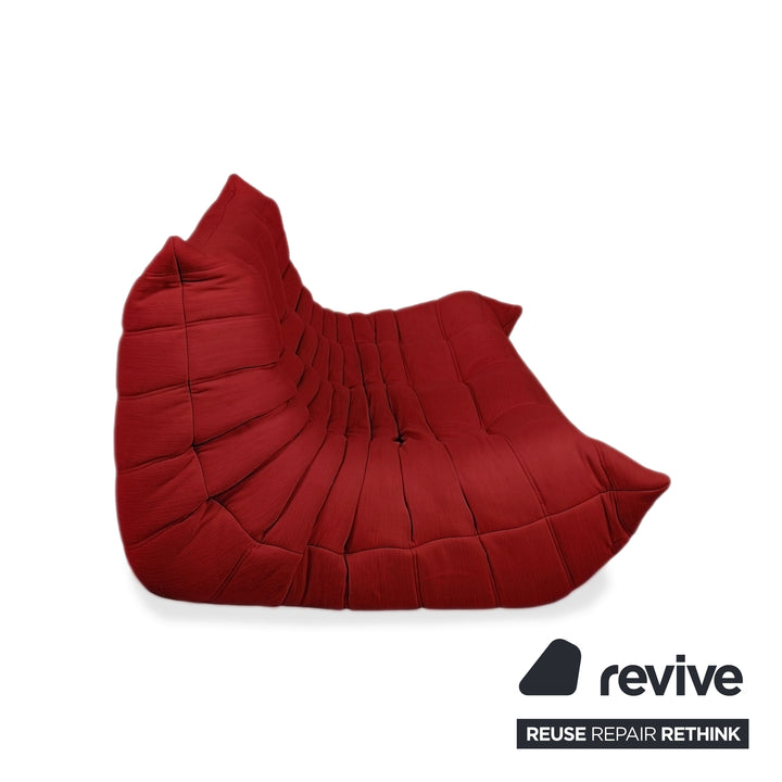 Ligne Roset Togo Three-Seater Sofa Couch Red Fabric New Upholstery