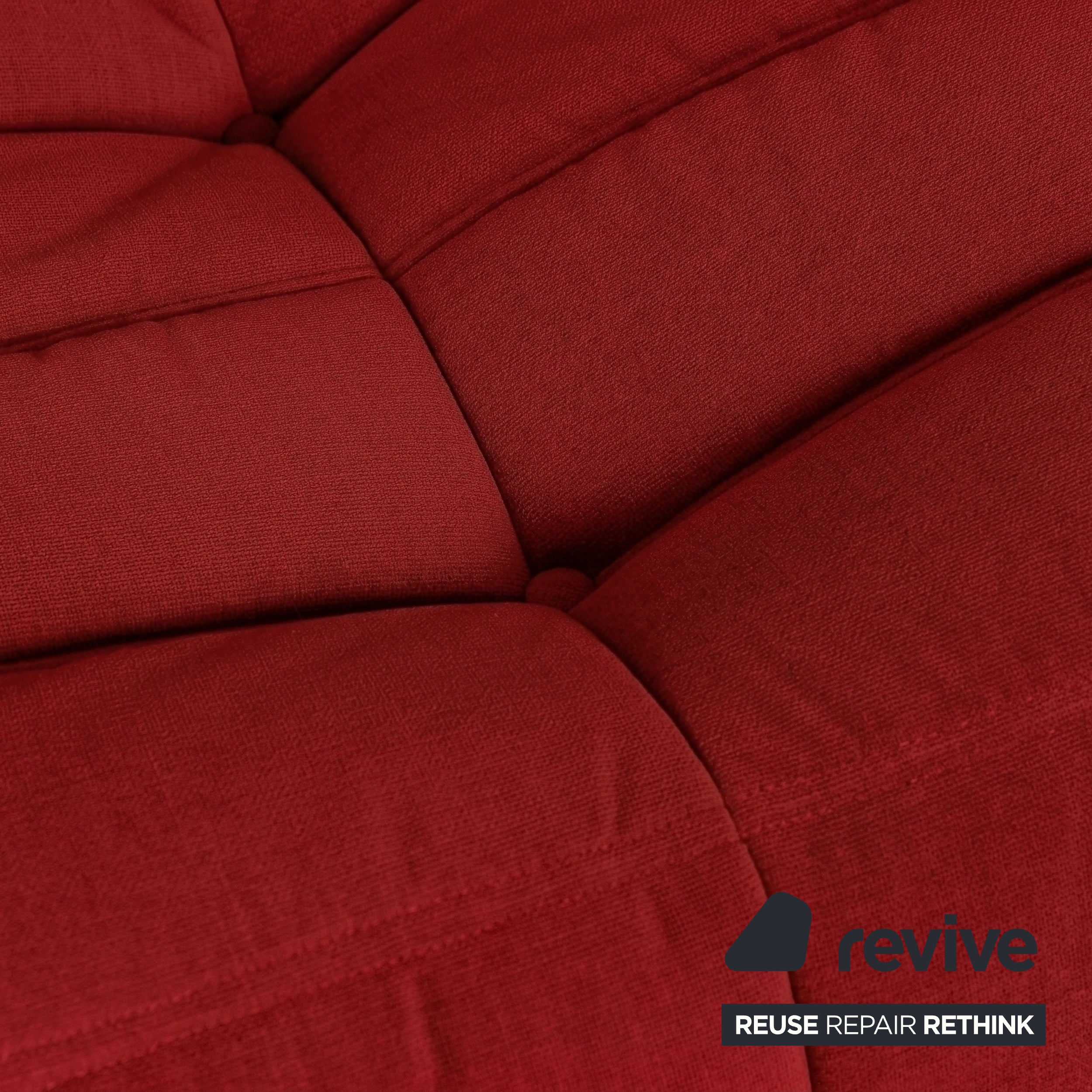 Ligne Roset Togo Dreisitzer Sofa Couch Stoff Rot Neubezug
