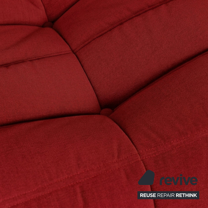 Ligne Roset Togo Three-Seater Sofa Couch Red Fabric New Upholstery