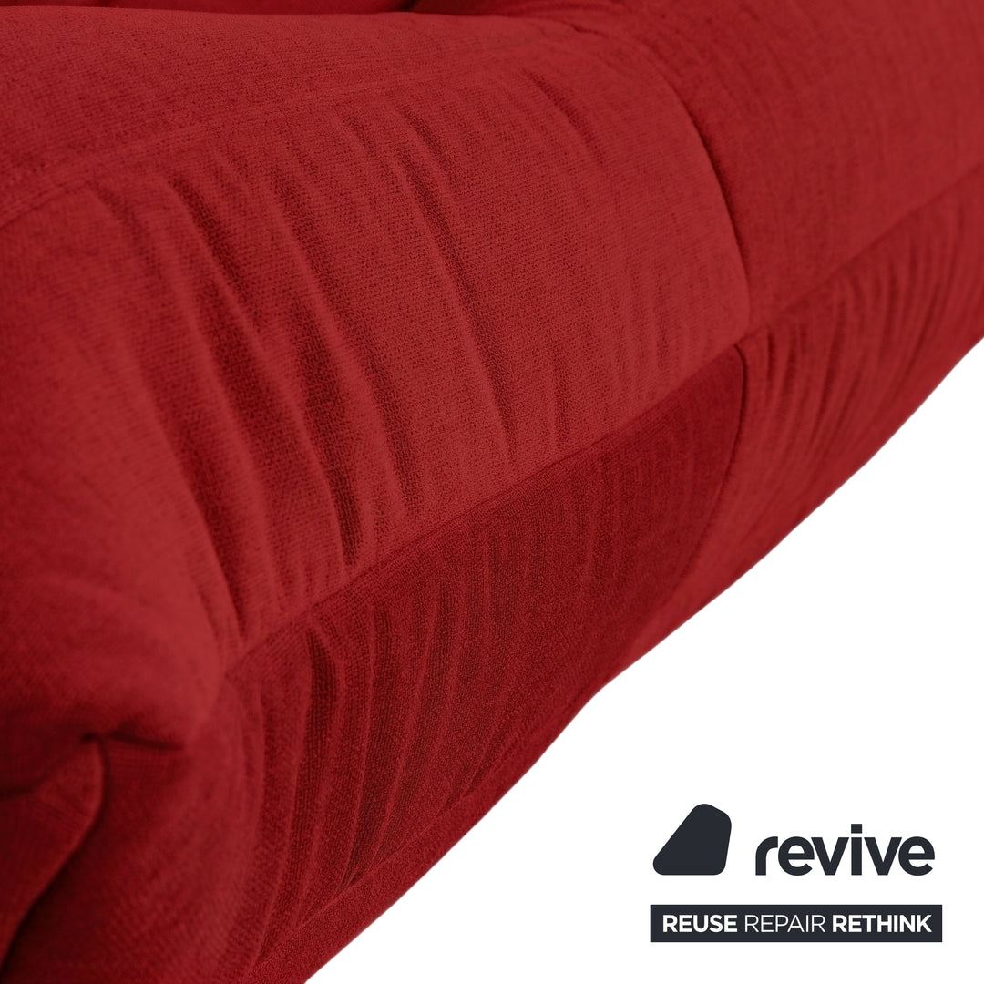 Ligne Roset Togo Three-Seater Sofa Couch Red Fabric New Upholstery