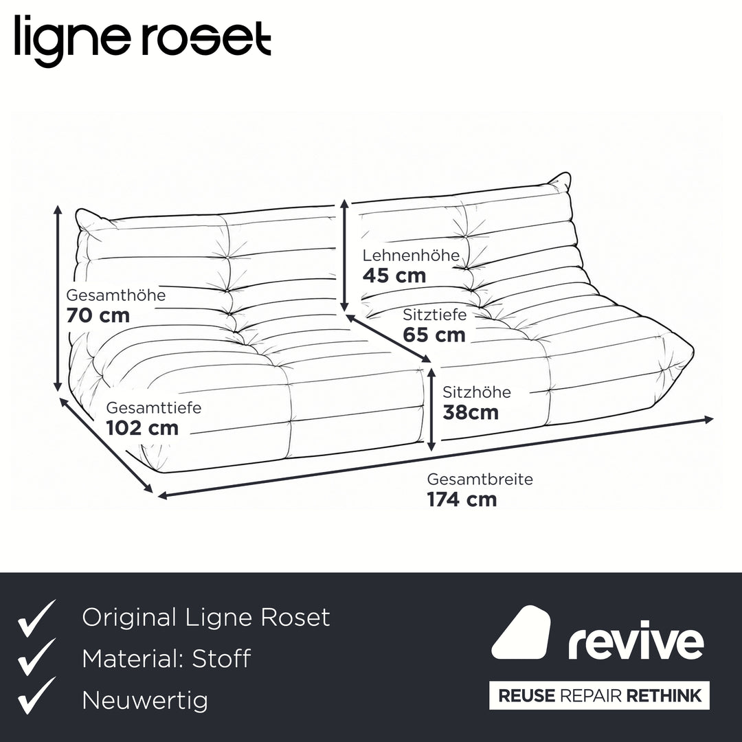 Ligne Roset Togo canapé trois places tissu blanc nouvelle housse