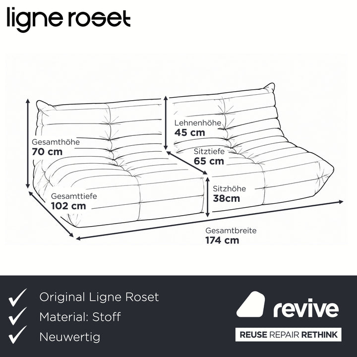 Ligne Roset Togo canapé trois places tissu blanc nouvelle housse