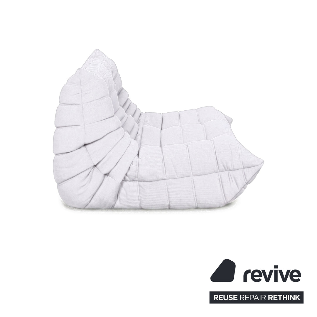 Ligne Roset Togo canapé trois places tissu blanc nouvelle housse