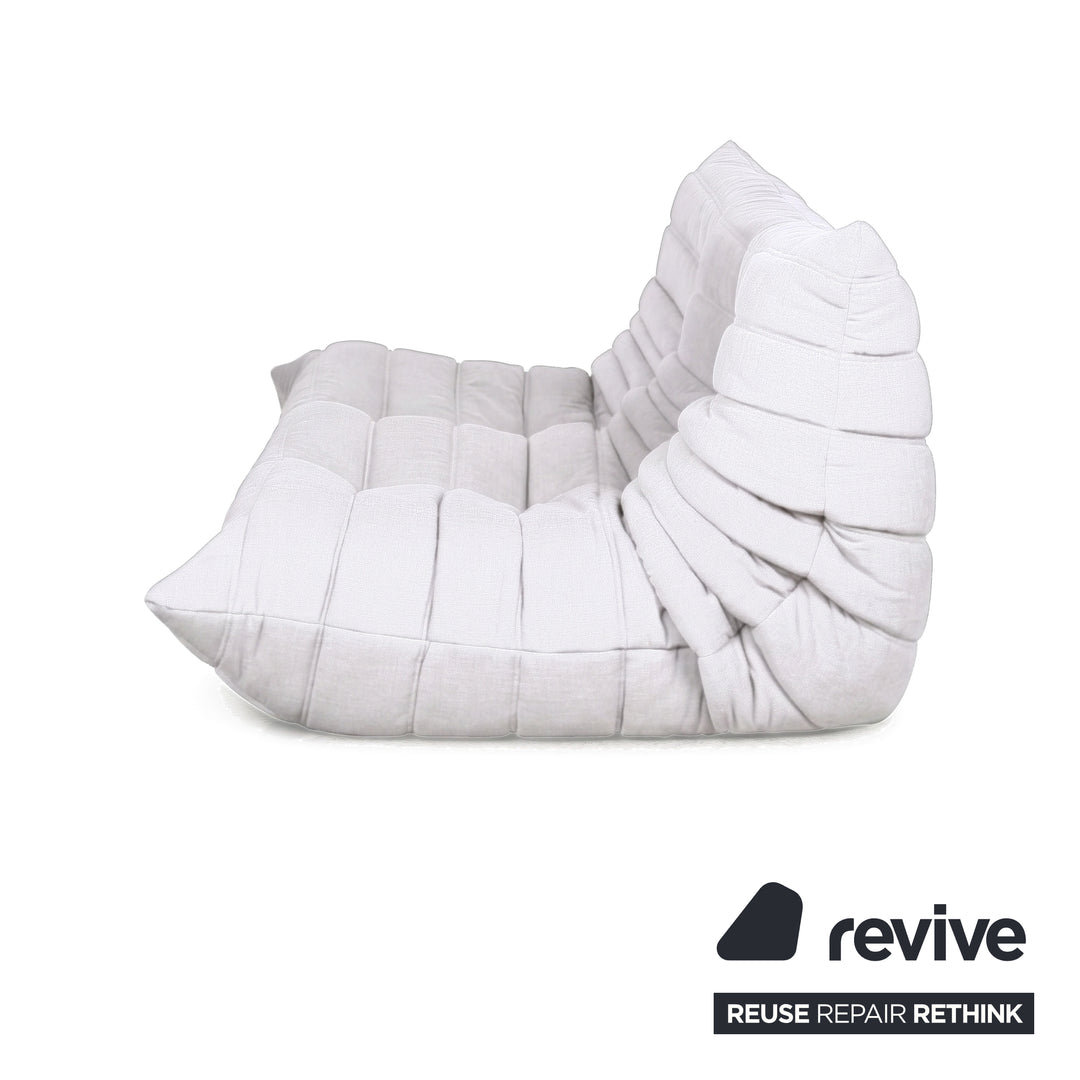 Ligne Roset Togo canapé trois places tissu blanc nouvelle housse