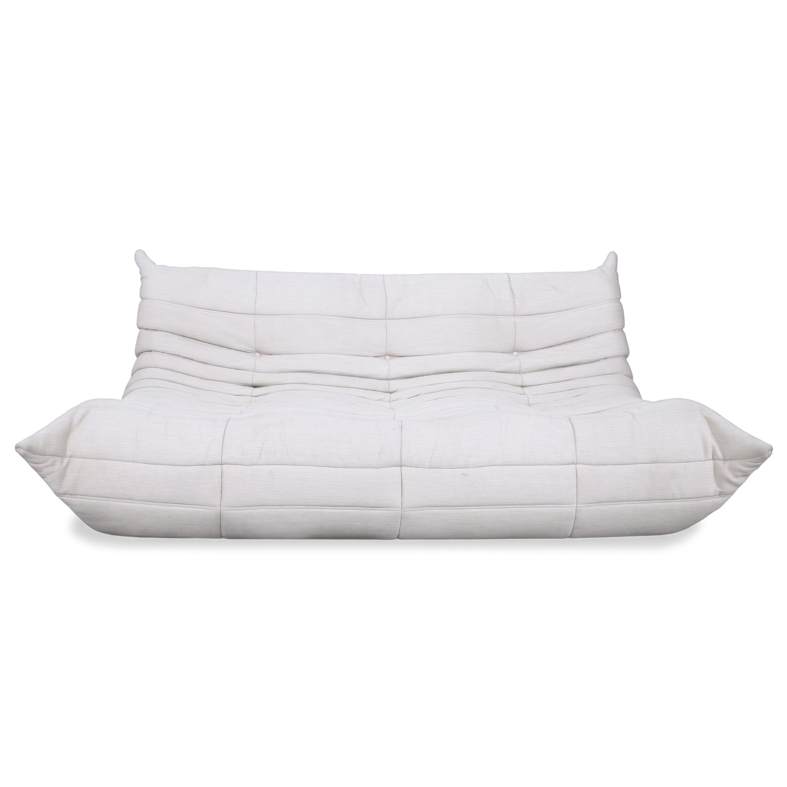 Ligne Roset Togo Three-Seater Sofa Couch White Fabric New Upholstery
