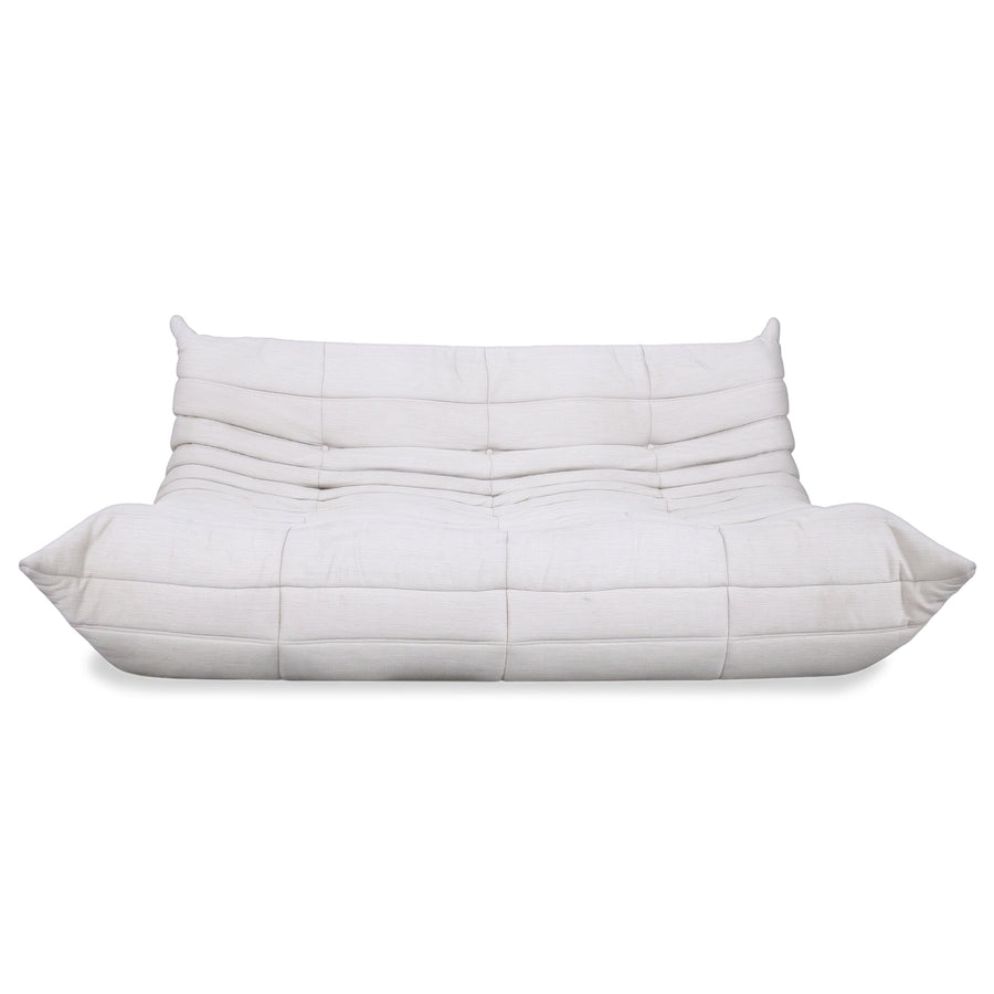 Ligne Roset Togo canapé trois places tissu blanc nouvelle housse