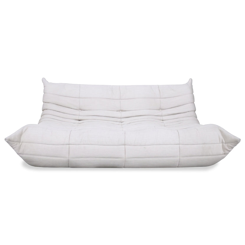 Ligne Roset Togo Three-Seater Sofa Couch White Fabric New Upholstery